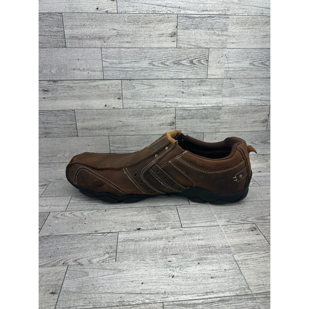 Skechers Mens Relaxed Step‎ 61779 Brown Leather Loafers Slip On Shoes Size 13